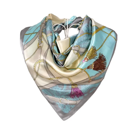 Anyu Fashion Premium Satin Square Scarf – Grey Silk-Feel Neckwrap for Women