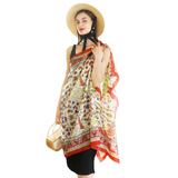 Anyyou 100% Mulberry Silk Red Green Scarf Women Luxury Long Shawl – Beach Wear, Swimwear Cover Up, Pashmina Foulard Fashion Accessory