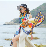 Anyyou 100% Mulberry Silk Blue Scarf Women Luxury Long Shawl – Beach Wear, Swimwear Cover Up, Pashmina Face Shield Foulard Fashion Accessory