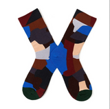 Anyfootwear 5 Pairs Size 5-9 Women Fashion Socks Combed Cotton Nature Oil Painting Print Novelty Funny Happy Crew Socks Casual Colorful Christmas Gift