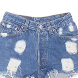 LEVI'S Distressed Womens Denim Shorts Blue Classic XXS W24