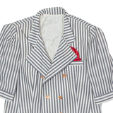 DEL MOD Womens Blazer Jacket Grey Wool 90s Striped UK 8