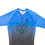 TAYMORY Cycling Mens Jersey Blue 3/4 Sleeve Full Zip L