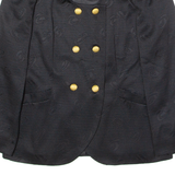 MAURICE WEINBERG Womens Blazer Jacket Black 90s Crazy Pattern L