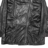 STUDIO ROMA Womens Biker Jacket Black Leather 80s UK 6