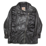 STUDIO ROMA Womens Biker Jacket Black Leather 80s UK 6