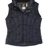 JACK WOLFSKIN Insulated Womens Puffer Gilet Black Hooded UK 10