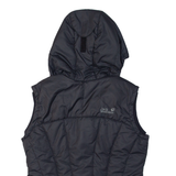 JACK WOLFSKIN Insulated Womens Puffer Gilet Black Hooded UK 10