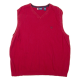 CHAPS Mens Jumper Red V-Neck Tight Knit Sleeveless XL