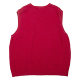 CHAPS Mens Jumper Red V-Neck Tight Knit Sleeveless XL