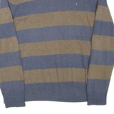 TOMMY HILFIGER Mens Patterned Jumper Blue Striped Tight Knit XL