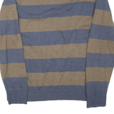 TOMMY HILFIGER Mens Patterned Jumper Blue Striped Tight Knit XL