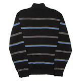 NAUTICA Mens Patterned Jumper Black Striped 1/4 Zip Tight Knit L