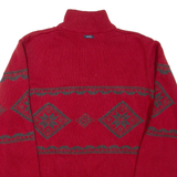 NAUTICA Mens Heavy Knit Jumper Red 1/4 Zip Chunky Knit L