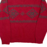 NAUTICA Mens Heavy Knit Jumper Red 1/4 Zip Chunky Knit L