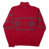 NAUTICA Mens Heavy Knit Jumper Red 1/4 Zip Chunky Knit L