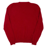 POLO RALPH LAUREN Mens Jumper Red V-Neck Tight Knit Wool XL