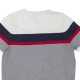 TOMMY HILFIGER Womens Patterned Jumper Blue Striped Tight Knit Short Sleeve L