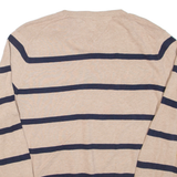 TOMMY HILFIGER Mens Patterned Jumper Beige Striped Tight Knit L