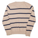 TOMMY HILFIGER Mens Patterned Jumper Beige Striped Tight Knit L