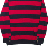 TOMMY HILFIGER Womens Patterned Jumper Red Striped Roll Neck Tight Knit L