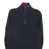 RALPH LAUREN Womens Jumper Blue 1/4 Zip Tight Knit S