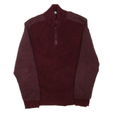 CALVIN KLEIN JEANS Mens Heavy Knit Jumper Maroon 1/4 Zip Chunky Knit XL
