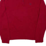 CHAPS Mens Heavy Knit Jumper Red 1/4 Zip Chunky Knit L