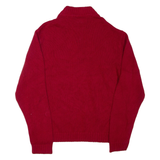 CHAPS Mens Heavy Knit Jumper Red 1/4 Zip Chunky Knit L