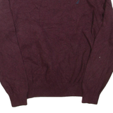 NAUTICA Mens Jumper Maroon V-Neck Tight Knit M