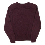 NAUTICA Mens Jumper Maroon V-Neck Tight Knit M
