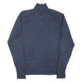 CALVIN KLEIN JEANS Mens Jumper Blue 1/4 Zip Chunky Knit M