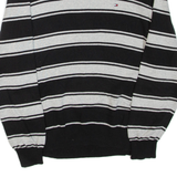 TOMMY HILFIGER Mens Patterned Jumper Black Striped Tight Knit L