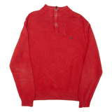CHAPS Mens Heavy Knit Jumper Orange 1/4 Zip Chunky Knit XL
