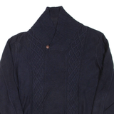 NAUTICA Mens Jumper Blue Button Neck Chunky Knit L