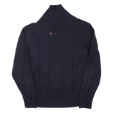 NAUTICA Mens Jumper Blue Button Neck Chunky Knit L