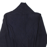 NAUTICA Mens Jumper Blue Button Neck Chunky Knit L