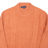 TOMMY HILFIGER Womens Heavy Knit Jumper Orange Cable Knit L