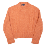 TOMMY HILFIGER Womens Heavy Knit Jumper Orange Cable Knit L