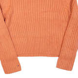 TOMMY HILFIGER Womens Heavy Knit Jumper Orange Cable Knit L