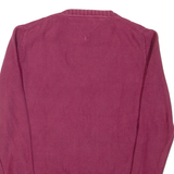 TOMMY HILFIGER Womens Jumper Purple V-Neck Cable Knit S