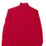 TOMMY HILFIGER Womens Jumper Red 1/4 Zip Tight Knit L