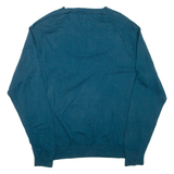 CHAPS Mens Jumper Blue V-Neck Tight Knit XL