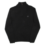 CHAPS Mens Jumper Black 1/4 Zip Tight Knit M