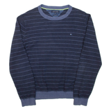 TOMMY HILFIGER Mens Patterned Jumper Blue Striped Tight Knit XL
