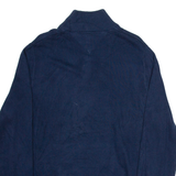 TOMMY HILFIGER Mens Jumper Blue 1/4 Zip Tight Knit L
