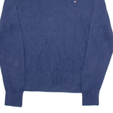 TOMMY HILFIGER Mens Jumper Blue V-Neck Tight Knit S