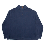 POLO RALPH LAUREN Mens Jumper Blue 1/4 Zip Tight Knit XL