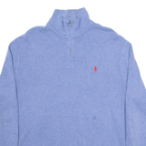 POLO RALPH LAUREN Mens Jumper Blue 1/4 Zip Tight Knit L