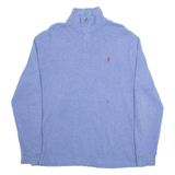 POLO RALPH LAUREN Mens Jumper Blue 1/4 Zip Tight Knit L